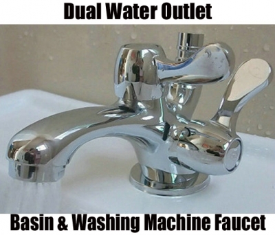 single cold water zinc alloy dual outlet basin faucet / washing machine faucet
