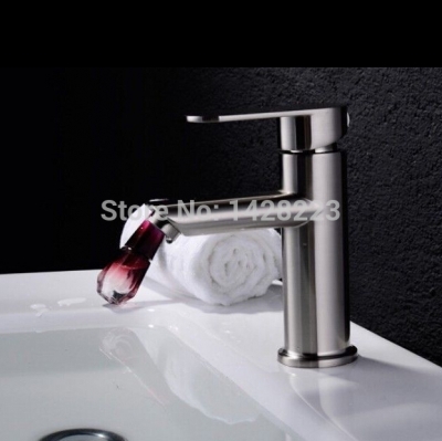 single handle nickel brushed basin sink faucet bathroom vessel sink mixer tap