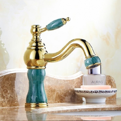 single handle ship polished golden bathroom deck mounted faucet basin brass sink mixer tap ms-6515k [golden-bathroom-faucet-3358]