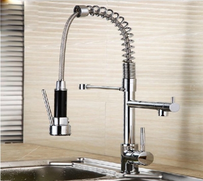soild brass chrome finish kitchen faucet pull down torneira cozinha with two spray single handle water tap