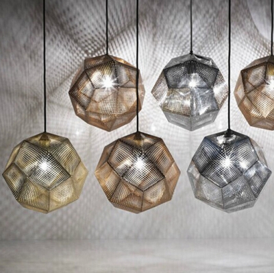stylish simplicity light shadow multi-faceted ball stainless steel metal etch pendant light [modern-7019]