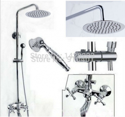 wall mounted 8" ultrathin shower head rainfall shower set faucet chrome finished dual handles