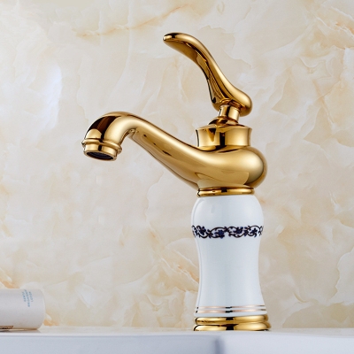whole and retail gold finish bathroom faucet bathroom basin mixer tap with and cold water jr-1120k [golden-bathroom-faucet-3410]