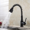 whole and retail promotion pull out brass black kitchen bar sink faucet dual spout mixer tap single handle gyd-7112r
