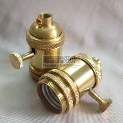 (100pcs) antique vintage e27 lamp base bulb socket holder pendant lamp socket edison bulb holder copper brass diy lamp holder [lamp-holders-and-fabric-wire-4307]