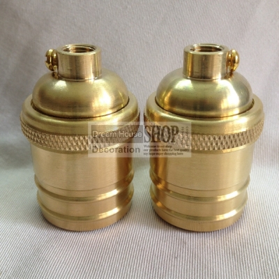 (100pcs/lot) factory whole loft vintage retro plated edison socket holder e26/e27/ul/110v/220v golden brass lamp base