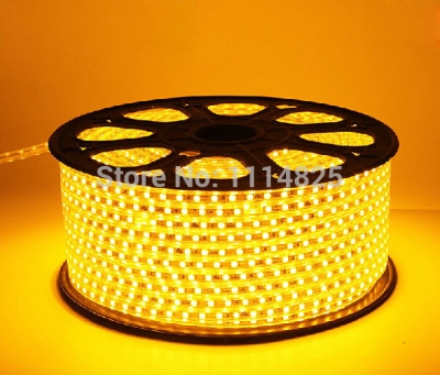 10m smd3528 6w/m 60leds/m ip66 waterproof yellow super bright led strip lights with connecting plug ac 220v