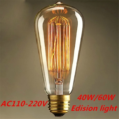 10pcs e27 110v/220v 40w/60w vintage antique edison style carbon filament bulb st64 edison bulb light incandescent bulb lamp