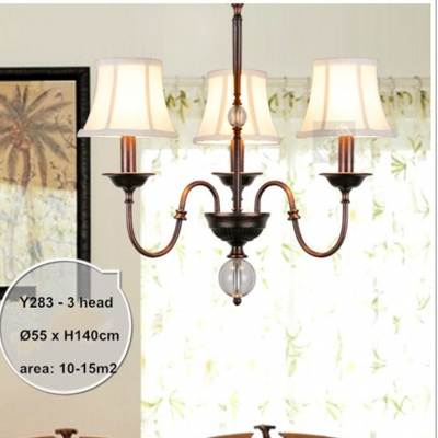 2015 brazil modern simple led 3 head iron and fabric shade chandelier america country home deco crystal chandelier