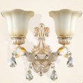 2015 new fashion luxury european royal style k9 crystal 2 heads wall lamp american modern led painted resin wall lamp