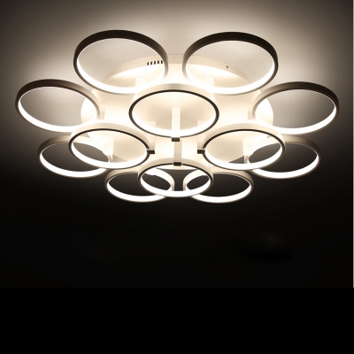 2016 circle rings designer modern led ceiling lights lamp for living room lobby remote control switch on by steps ceiling lamp