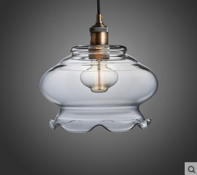 24cm handing lamp vintage industrial lighting pendant lights with glass lampshade retor loft style,lamparas colgante de techo [loft-pendant-light-6220]