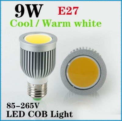 2pcs/lot cob led spotlight e27 85-265v 9w led lamp bulb spot light