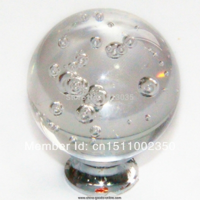 2pcs white slippy round 30mm crystal glass pull handle cabinet drawer door knob