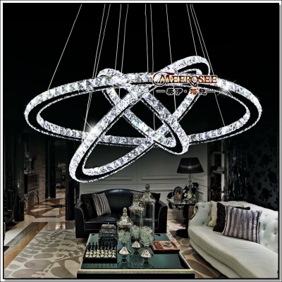 3 rings crystal led chandelier light fixture crystal light lustre hanging suspension light for dining room, foyer, stairs [led-pendant-light-5325]
