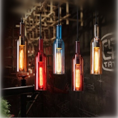 5 colors vintage glass bottle edison pendant lights fixtures for bar home living hanging lamp droplight suspension luminaire [edison-loft-pendant-lights-2350]