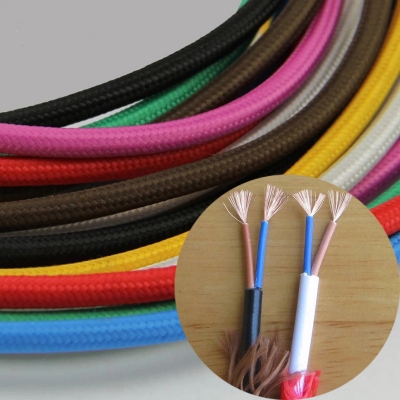 50m/lot 0.75mm vintage fabric electrical cable textile candy color modern electric wire for led pendant light power plug adapter [electrical-wire-2937]