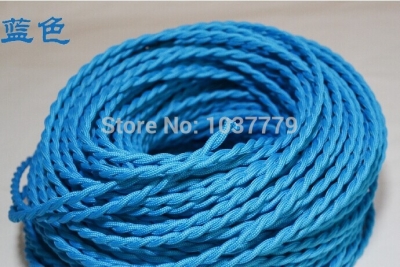 50meters long blue color braided textile fabric wire cable for vintage pendant lamp [50meters-cloth-cable-274]