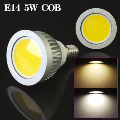 5pcs/lot led cob spotlight e14 85-265v 5w 450lm warm white/whire led bulb spot light