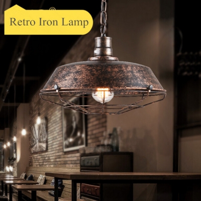 american country industrial vintage iron restaurant bar cafe pendant lamp creative loft style retro iron light [pendant-lamp-3741]