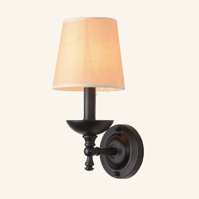 american country style wall light, foyer bedroom fabric lampshade sconce lamp, study el aisle decoration lighting [american-style-5690]