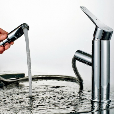and cold water pull out bathroom faucet, modern faucet with mixer