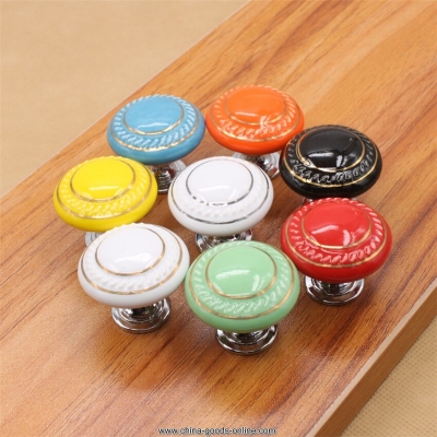 ceramic round cabinet knobs cupboard drawer wardrobe pulls handle knob single hole candy colors [Door knobs|pulls-477]