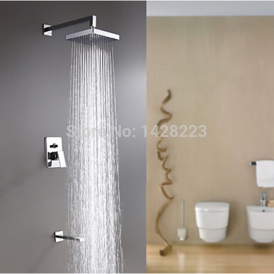 chrome finished wall mounted 3pcs rainfall shower set faucet single handle bath & shower mixer taps