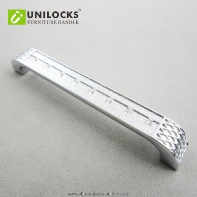 classic design c.c.. 96 mm clear crystal door pull handle with zinc alloy chrome metal part