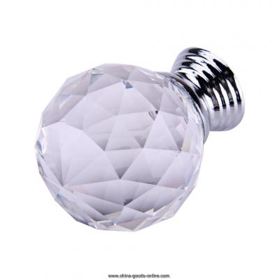 clear round crystal glass cabinet drawer door pull knobs handles 40mm