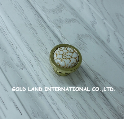 d38mm 10pcs natural crack ceramic knob luxury gold base pull drawer handle decoration hardware emperor's palace clothes hook