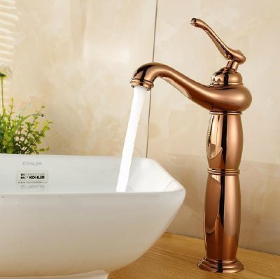 deck mounted single handle countertop basin faucet rose golden brass and cold water bathroom mixer taps se-6605e [golden-bathroom-faucet-3399]
