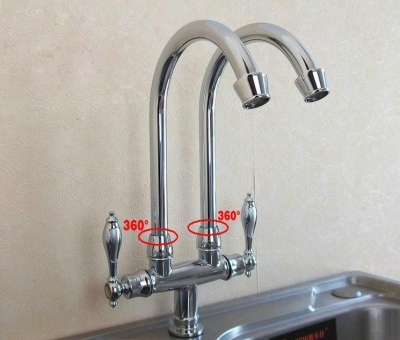 dual handle deck mounted single cold kichen faucet, dual pipe kitchen tap