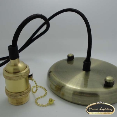 e26/e27 bronze vintage pendant lamp holder kit diy accessories copper lamp holder+wire+ceiling base, [edison-lamp-holder-1181]
