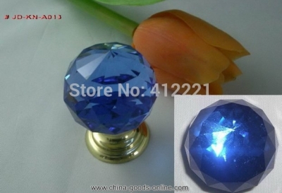 fancy 40mm blue crystal cabinet knob in brass for kitchen and room decoration in 10pcs/lot from china factory
