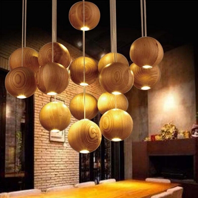 ideas wood ball led lights for dining room living room adjustable cord home decoration lamp fixture lighting light [wooden-pendant-light-7567]