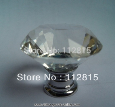 k9 diamond cabinet crystal knobs door handles zinc alloy base (clear crystal diamond) 30mm 5pcs/lot