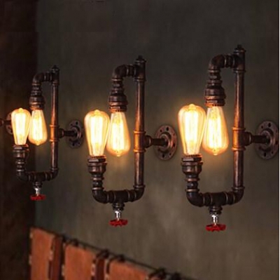 loft style water pipe vintage industrial edison wall lamp nordic wall light fixtures for aisle balcony home lamparas de pared [edison-loft-wall-lights-2510]