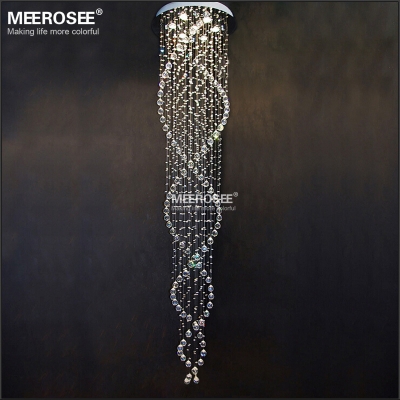 long design crystal ceiling light fixture spiral lustres light fitting flush mounted crystal stair foyer stairs lobby lamp [ceiling-light-1216]
