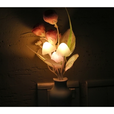 loverly color change light sensor light control led night light mushroom tulip flower potted nightlight for baby kids [night-light-5955]
