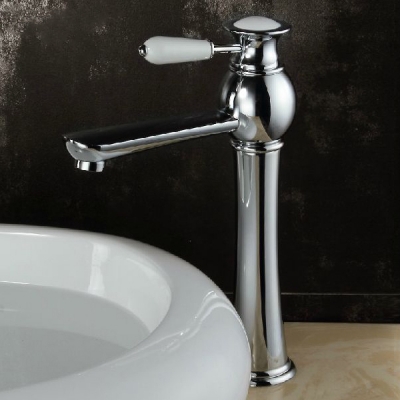 luxury chrome solid brass with ceramic handle tall deck mounted bathroom faucet single hole mixer tap dl-9003l