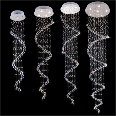 modern spiral crystal ceiling light fixture long crystal stair lamp flush mounted crystal light fitting for staircase villa [ceiling-light-1246]