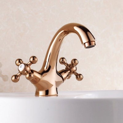 new arrival bathroom basin faucet rose gold plating crane brass mixer tap torneiras para banheiro hj-863e [golden-bathroom-faucet-3367]
