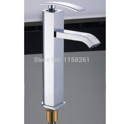 new bathroom deck mount single hole chrome faucet waterfall mixer tap vanity basin faucet 408905 [chrome-bathroom-faucet-1754]