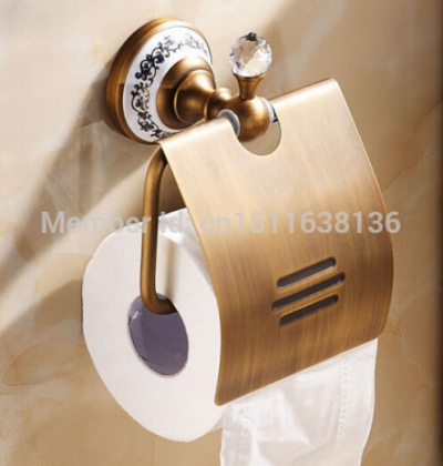 new designed wall mounted bathroom antique brass toilet paper holder with cover [toilet-paper-holder-8123]