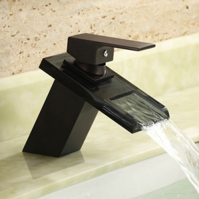 oil rubbed bronze faucet modern bathroom sink faucets waterfall mixer tap black single handle glass spout