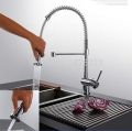 polished chrome single handle and cold water kitchen faucet double sprayer deck mounted