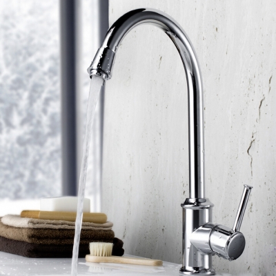 polished chrome washbasin faucets bathroom kitchen sink faucet centerset deck mounted swivel spout tap mixer [chrome-faucet-1818]