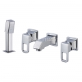 polished chrome widespread two handle waterfall bathtub faucet set with hand shower 4 holes yb-407-a