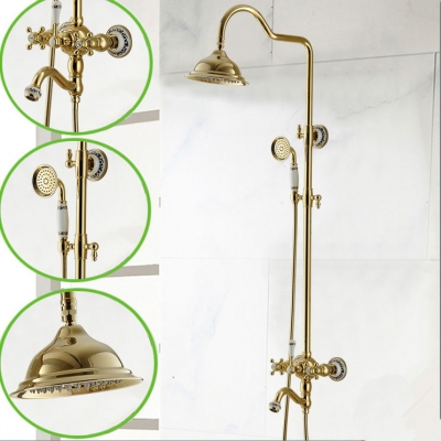 retro style bathroom golden antique bronze brass bathtub & shower faucet brass shower head single handle yls5875-a
